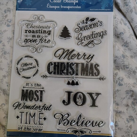 Forever in Time: Christmas Sentiments Cling Stamps (NEW) - Picture 1 of 2